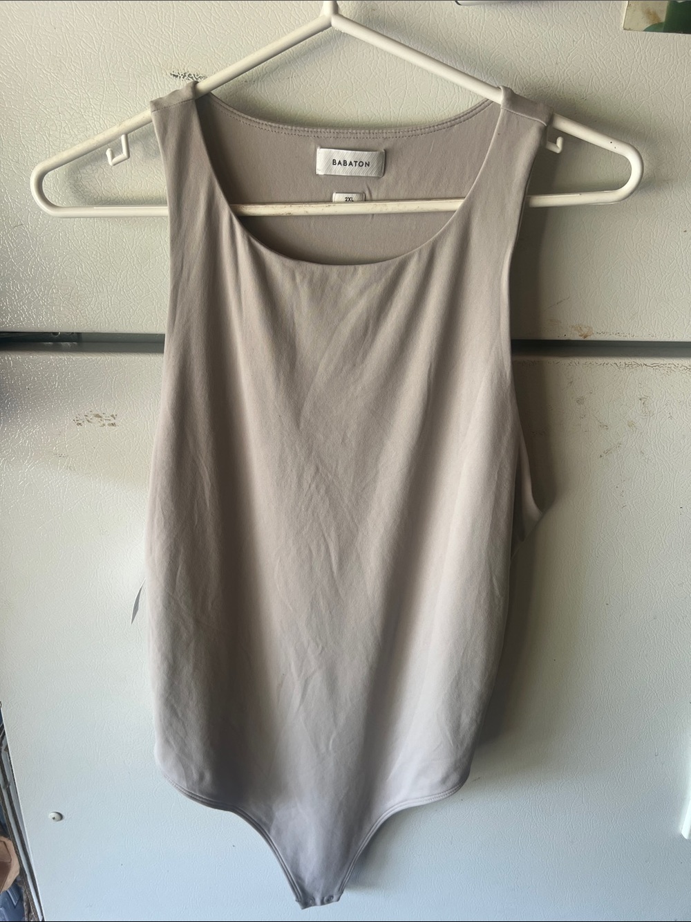Babaton Taupe Scoop Neck Sleeveless Bodysuit